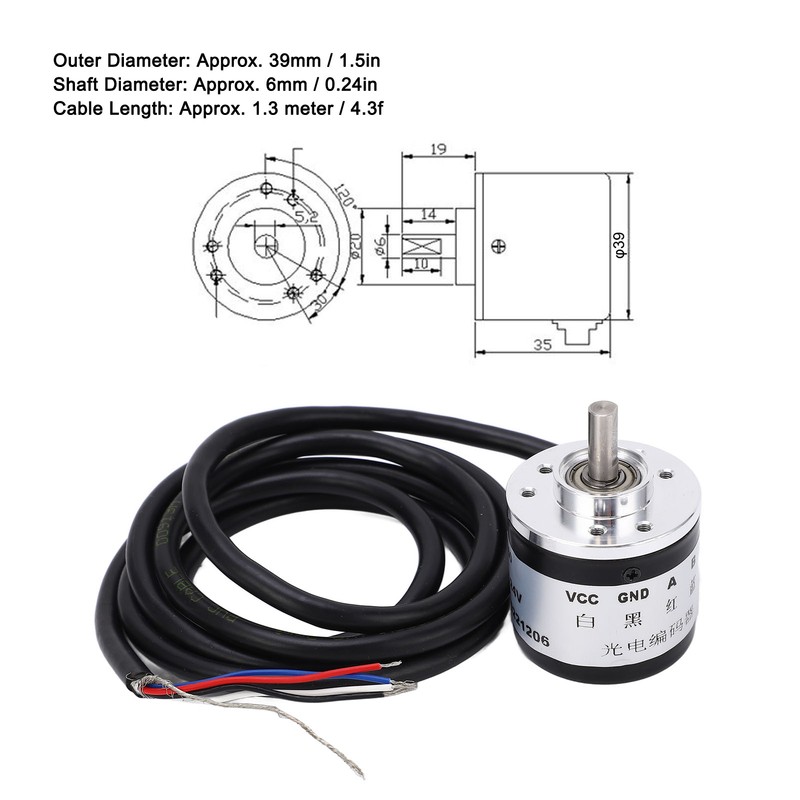 Photoelectric Rotary Encoder Gear Box Motor Incremental Encoder 6mm D