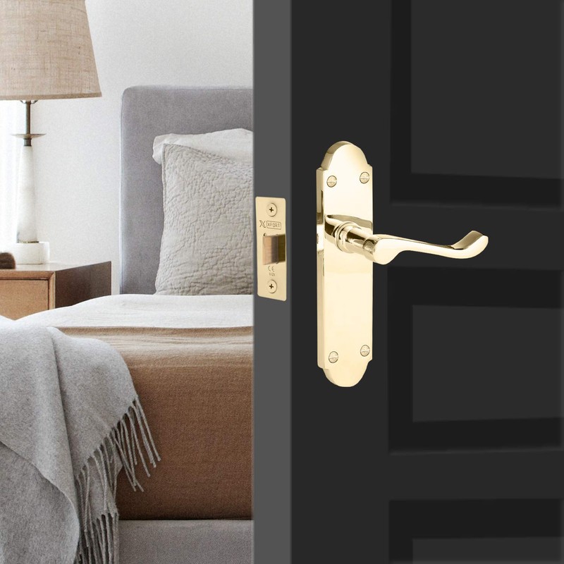 XFORT Tubular Latch, Polished Brass, Tubular Door Latch for Internal