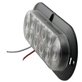 Sealed Waterproof 10 LED Surface / Flange Mount Trailer Lights, Red, Red with Clear Lens, Amber and White with Clear Lens! (BUL78CB Clear Lens with White LEDs Backup Light)