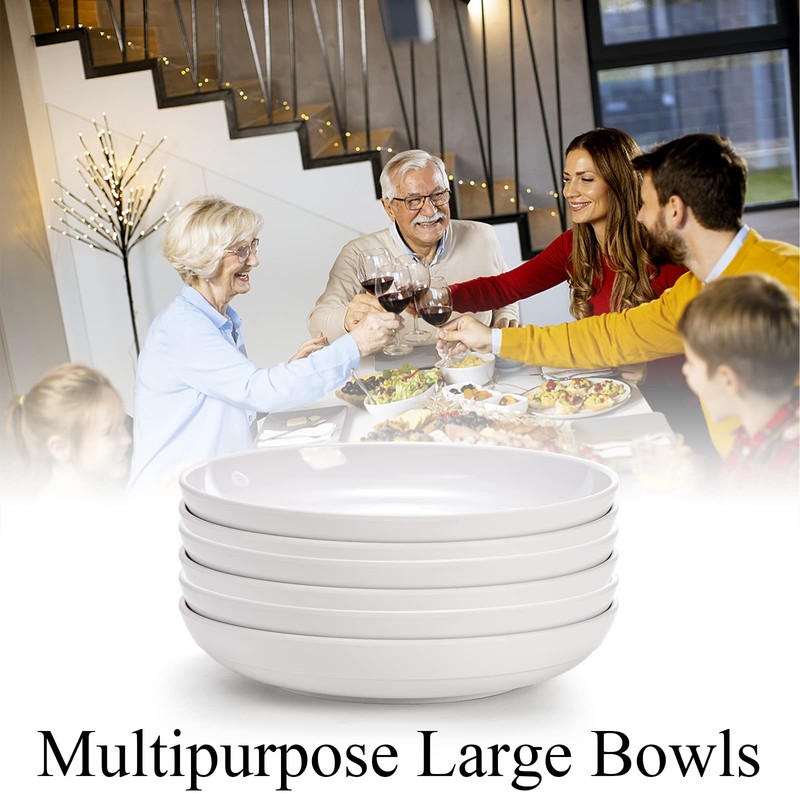 Fasmov Melamine Pasta Bowls, 6 Pack 10 inches 47 Oz