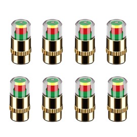 Anki HappiGo Ankia 8 Piezas De Monitor De Presión De Neumáticos De Coche, Tapas De Vástago De Válvula, Indicador De Sensor, Alerta De Ojo De 3 Colores () Dorado, 2.2Bar 32Psi