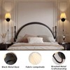 Plug in Wall Sconces with White Fabric Shades, Black Wall