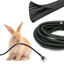 JOTO Organizadores de Cables, Manga Flexible Tubo Sleeve Management de Gestión de Cables para Escritorio TV Computadora Automotriz Oficina en el Hogar -3 Metros, Negro