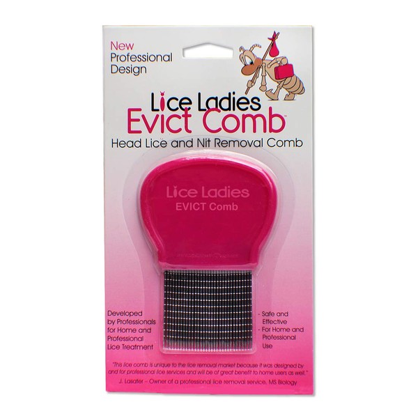 Lice Ladies EVICT Comb, for lice and nit Removal, New and Unique Professionally Designed lice Comb, Stainless Steel Teeth with Hard Plastic Ergonomic Grip Handle. Tested Safe for All Types of Hair.