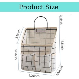 Paquete de 2 bolsas de almacenamiento para colgar en la pared, organizador de pared con bolsillos, organizador de pared para recámara, baño, recámara, cocina (rejilla blanca)