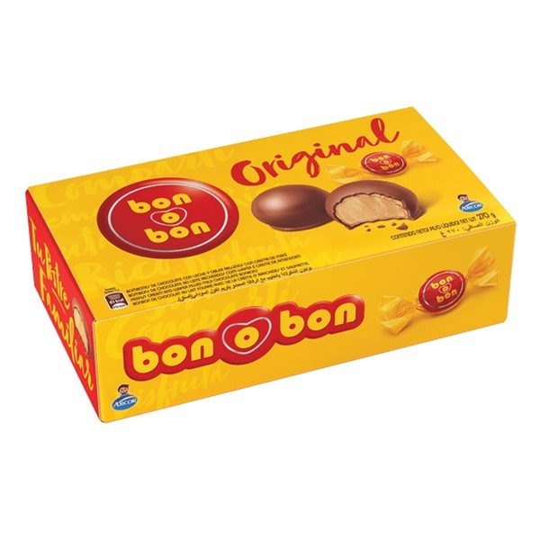 Bon o Bon Traditional Chocolate Bite Filled With Peanut Butter from Argentina Box Of 18 Bites, 270 g / 9.52 oz (complete box)