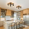 SEEBLEN Farmhouse Wooden Flush Mount Ceiling Lamp,4-Light Directional Ceiling Spotlight