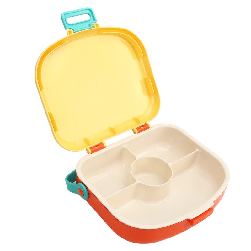 Bento Lunch Box ABS Separate Compartments with Buckle Handle Leakage