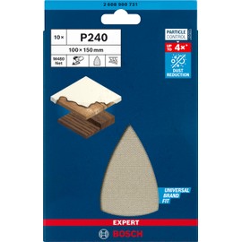 Bosch Expert M480 Sanding Net Set (for Paint on Wood, Diameter 100 x 150 mm, Grit 240, Professional Accessories Multi Sander) 10 x Expert M480