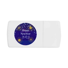 'Happy New Year Fireworks' Pill Box with Tablet Splitter (PI00032510)