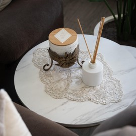 Luxury Embroidered Table Runner Set, for Coffee Table, Bed Room, Dinning Room, Living Room, Decorative Table Runner (Rustic Floral, 5pcs - Cream)