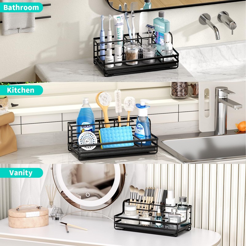 HapiRm Toothbrush Holders for Bathroom - 5 Partitions Bathroom Counter
