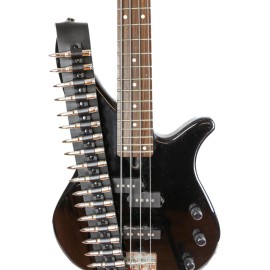 Unbranded Black Leather .308 3" Bullet Guitar Strap Punk Rock Goth Metal Bass Grunge Club - Bullet Nickel