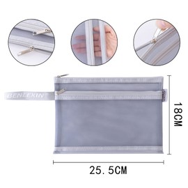 siawadeky Zipper Folders, A5, 8 Pieces, Double Zipper with Handle, Individual Folder, Mesh File Bag, PVC, Clear Holder, Document Organizer, Office Supplies, Accessory Storage, Translucent