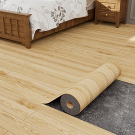 Oxdigi Peel and Stick Vinyl Flooring Roll 23"x 196"/32 Sq.Ft, Thicken Self Adhesive Vinyl Floor Tiles Wood Plank Flooring Waterproof Wear-Resistant for Any Room, Easy DIY Floor Coverings, Nature Wood