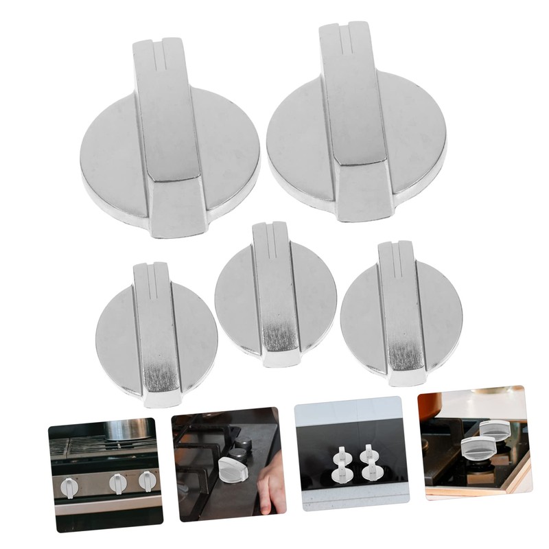 LABRIMP 5pcs Gas Stove Switch Knobs Replacement Stainless Steel Control