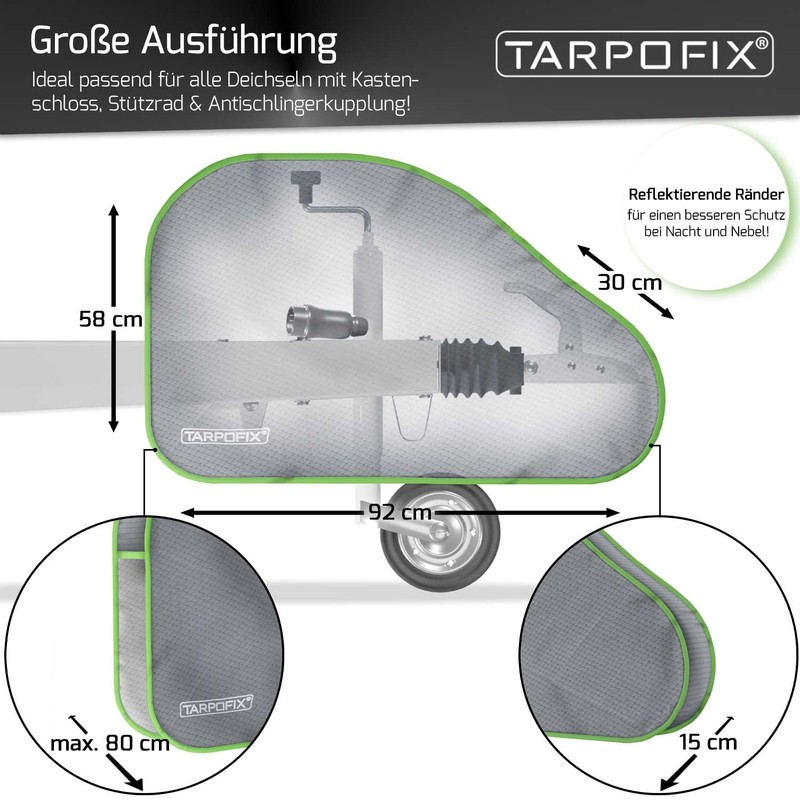 Tarpofix® Deichselabdeckung Wohnwagen | Anhängerkupplung Abdeckung mit Doppel-Klickverschluss | Deichselhaube