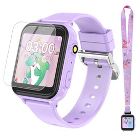 2G Smart Watch for Kids Gift for Girls Ages 4-12 - Includes Screen Protector, 30+ Games, 140 Learning Cards, HD Touch Screen, Camera, Music, Pedometer - Fun & Educational Birthday Gift Idea (Purple)