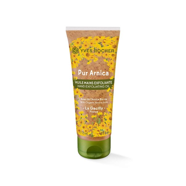 Yves Rocher PUR ARNICA Hand Exfoliating Oil, Nourishing Hand Exfoliating for Delicate & Smooth Hands, 1 x Tube 75 ml