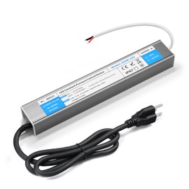 VOEWT LED Driver 200 Watts Waterproof IP67 Power Supply 85V-265V AC to 24V DC Converter,Quiet and Small LED Transformer Low Voltage Output with 3-Prong Plug 3 Feet Cable for LED Light Strip, Outdoor