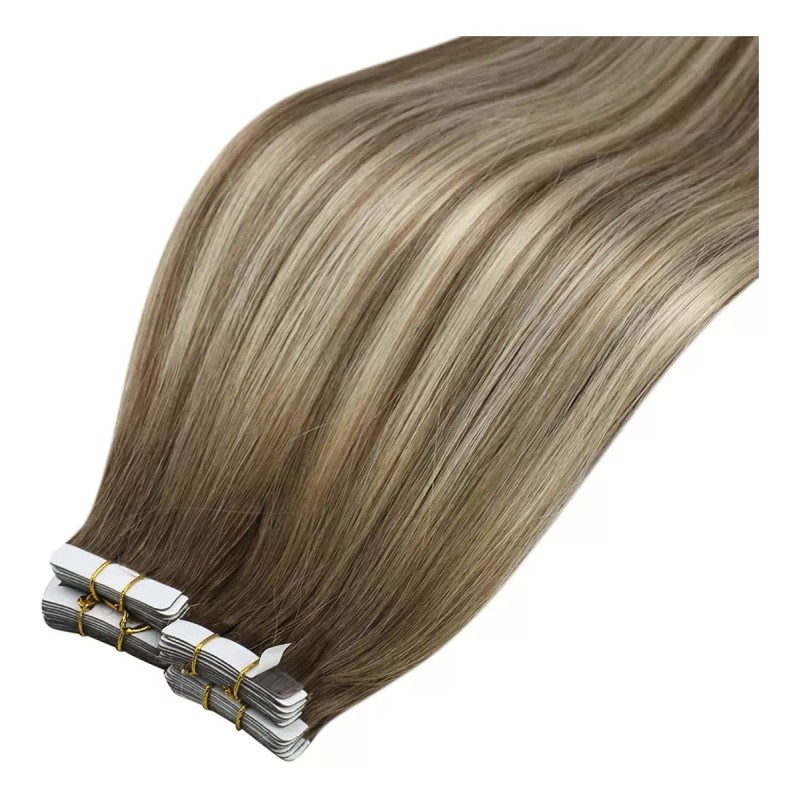 sunny hair Extensiones Cabello Humano 50gr 14in Marrón Ombre Castañas