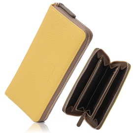 [Blanpom] Wallet Women's Genuine Leather Long Wallet Long Wallet Bi-color Large Capacity bp-1067, yellow
