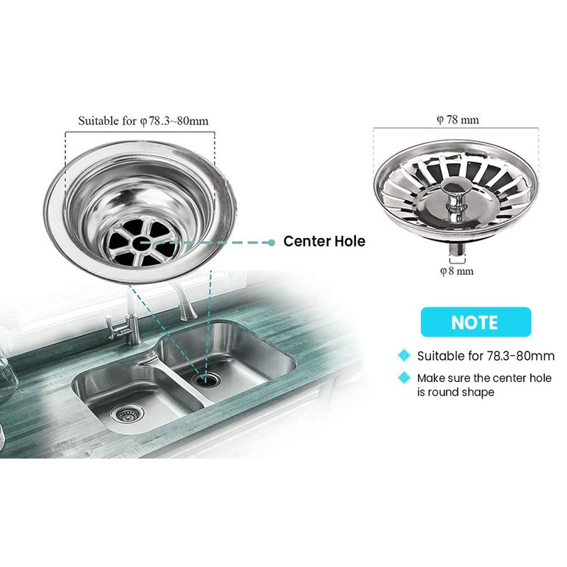 Bevy Designs Bathroom Sink Plug, Kitchen Sink Strainer | Universal