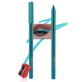 Kaely Gel Eyeliner Pencil for Women, Blue Green Eye Liner Waterproof Smudge Proof with Sharpener, Waterline Eye Makeup Liners, delineador de ojos contra el agua, Vegan & Cruelty-Free, 15