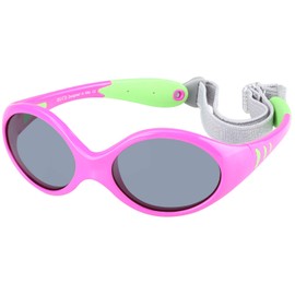DUCO K012 Baby Sunglasses, Baby Sunglasses, Polarized Lenses, Flexible Rubber Frame, Headband Included, UV400, UV Protection, Suitable for 0-3 Years Old, pink/green