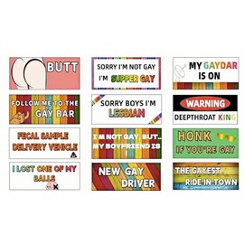 12Pcs Funny Bumper Strickers,Prank Car Magnets with Reflective Lght Effects,Pranks for Adulst,Funny Car Stickers.
