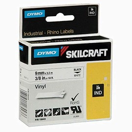 AbilityOne - 7530016871402 - Dymo®/SKILCRAFT® Industrial Rhino™ Nylon Label Tape Cassette - 3/4" x 11-1/2' - Black on White