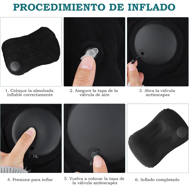 Almohadas de Viaje Inflables, Almohadas Inflables Ultraligeras para Acampar, Almohadas