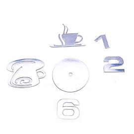 3D DIY Wall Clock, Kitchen Coffee Decor Wall Clocks Frameless Large DIY Wall Clock Wall Sticker Home Decor for Living Room Bedroom Decoration (Mirror Silver)