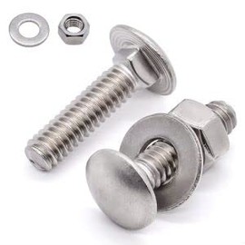 M10-1.5 x 25mm (6 Sets) Stainless Steel Carriage Bolt DIN603 with Hex Nut and Flat Washer, 304 Stainless Steel 18-8, by Glvaner