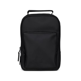 RAINS Book Daypack - Black Laptop Backpack for Men and Women, Waterproof Black Minimalist Commuter Bag with 15” Laptop Room, Front Zip Pocket - 2 Year Warranty