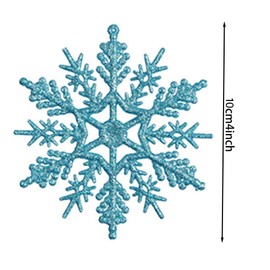 12 Pieces White Snowflake, 10CM Glitter Snowflake Hanging Glitter Snowflake Decorations Christmas Tree Decor for Holiday Christmas Party, Xmas Home Décor, Blue