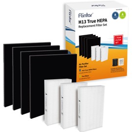 Flintar HPA300 Replacement Filter, Compatible with Honeywell Air Purifier HPA300 Series, (3) H13 True HEPA Filter R + (4) Activated Carbon Fil-ter A