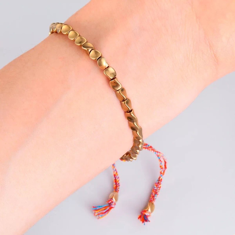 Veraly Pulsera Tibetana Cobre Mujer Hecha A Mano De Cuerda