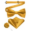 JEMYGINS Men's Twill Bow Tie in Plain with Pocket Square