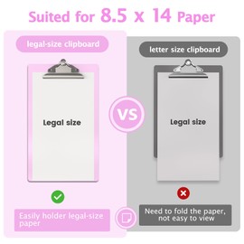 Macroclo Legal Size Clipboard, Pink Plastic 8.5 x 14 Clip Board for Lawers, Heavy Duty Butterfly Clip, 9 x 15 in, Office & School Supply