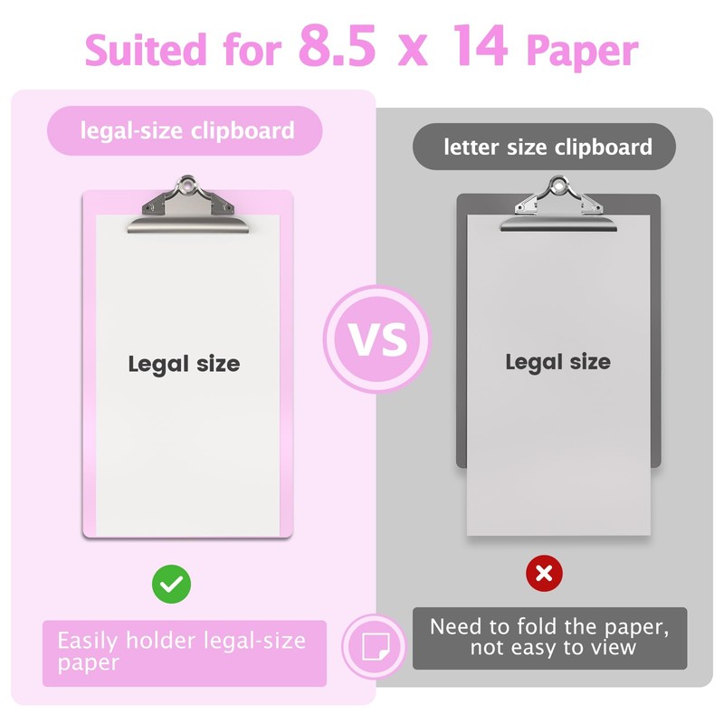 Macroclo Legal Size Clipboard, Pink Plastic 8.5 x 14 Clip