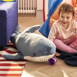 Herfair Plush Toy Whale Shark Large Cuddly Toy Soft Plush Toy Hug Pillow Animal Cushion Decorative Cushion Comfortable Sleeping Pillow for Children Adults Birthday Gifts (Blue, 75 cm)