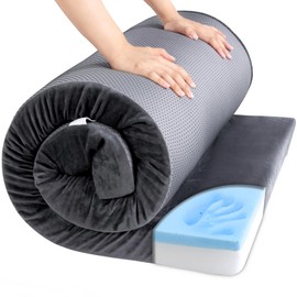 HOMBYS Portable Memory Foam Camping Mattress for Outdoor Sleeping, 3" Thick Waterproof Roll Up Camping Mattress Pad Mat for Travel Truck Bed Tent (Dark Grey, Small Single-72"x24"x3")