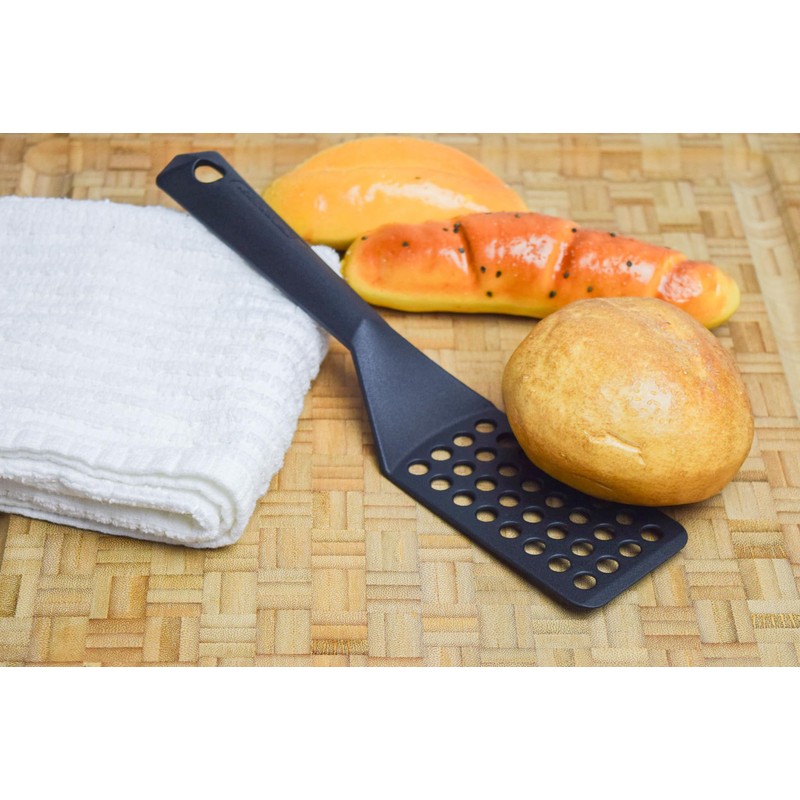 Black Nonstick Slotted Spatula/Turner for Crepes, Eggs, Brownies, Lasagna