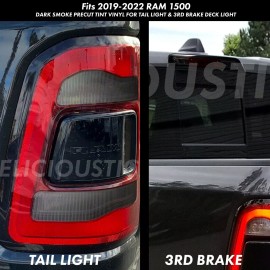 Deliciousticker For 2019-2023 Dodge Ram 1500 Smoke Tail Light 3rd Brake Tint Overlay Vinyl Decal