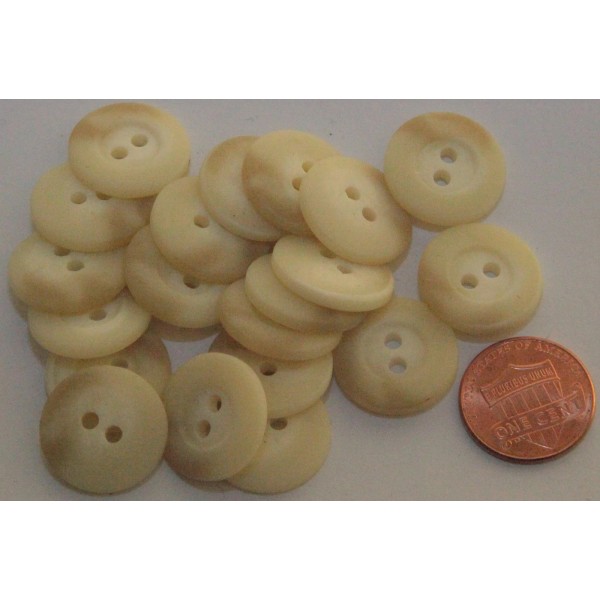 Unbranded 24 New Cream & Beige Matte Plastic Buttons 11/16"