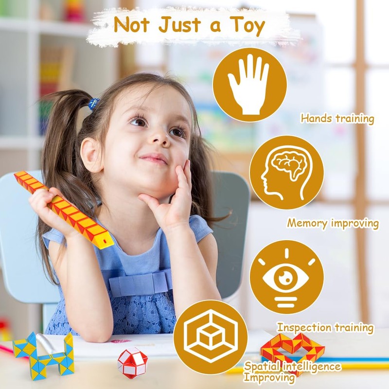 Ainiv Magic Snake Cube, 24 Pack 24 Blocks Mini Fidget