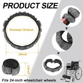 Bunnycool 4 Pcs Wheelchair Wheel Covers for Wheels 24'' Wheelchair Tyre Tire Covers to Protect Floors Carpets