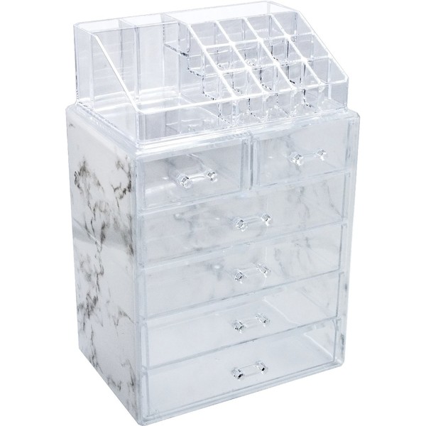 Sorbus Luxe Marble Cosmetic Makeup and Jewelry Storage Case Display - Spacious Design - Great for Bathroom, Dresser, Vanity and Countertop (4 Large, 2 Small Drawers, Marble Print)