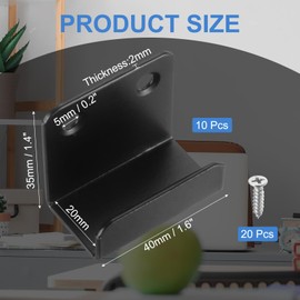 sourcing map 10 Pcs Stainless Steel Tile Hanger, Tile Display Wall Hanger Mounting Bracket Wall Mounted Hook Fastener Bracket for Mirrors Picture Frames, Black (Inner Width 20mm)